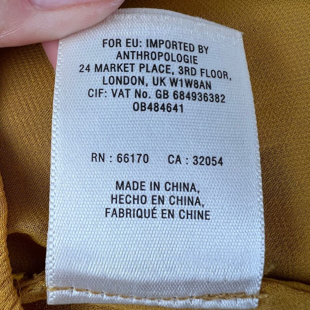 Anthropologie MAEVE Mustard Yellow Floral Embroidered Lace-Up Sleeveless Top 4 - Picture 12 of 12